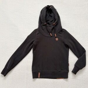 Naketano Women's Cowl Neck Hoodie, Black Sz S